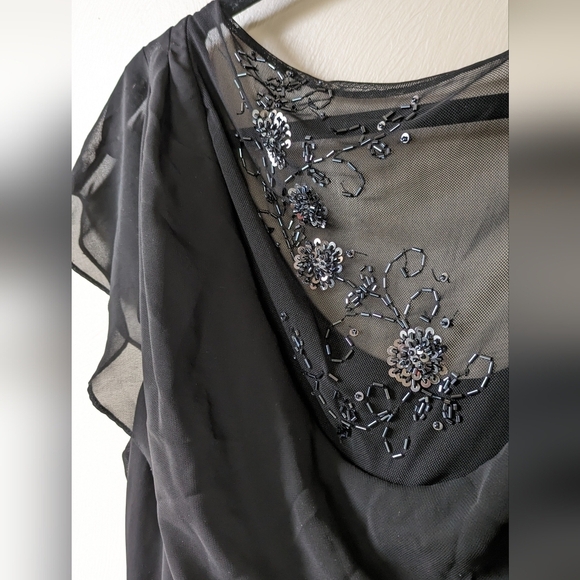 S.L. Fashion Sheer Back Black Midi Dress, Size 18, Gorgeous!! - Picture 3 of 10